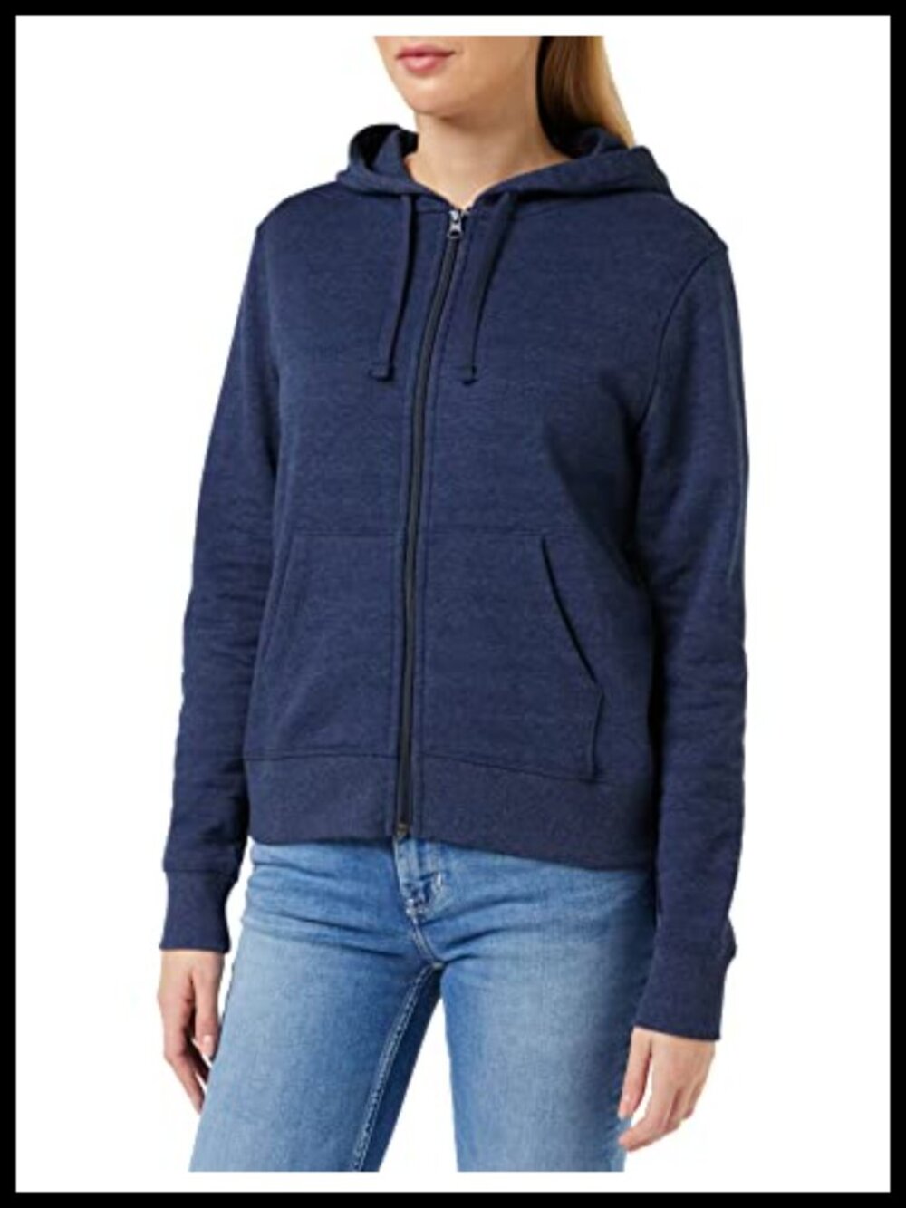 Women's Midweight Fleece Full-Zip Hoodie Drawstring Classic Fit